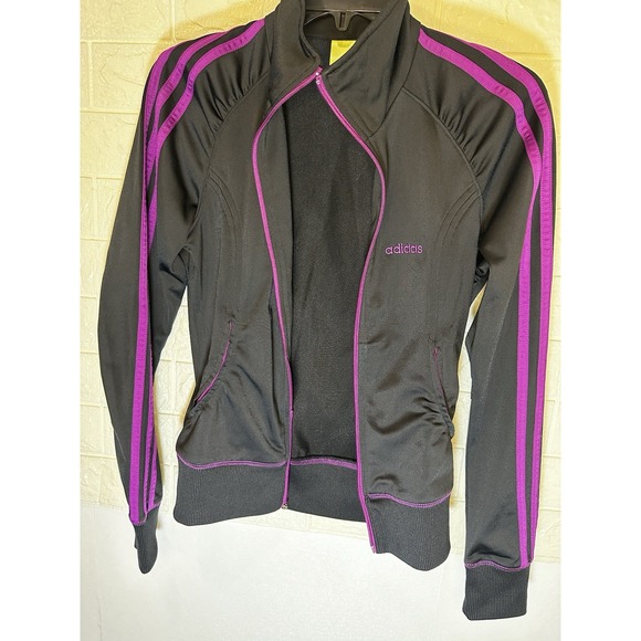 adidas Other - NEW Adidas‎ Long Sleeve Full Zip Track Jacket Lightweight Black Pink Girls M 10